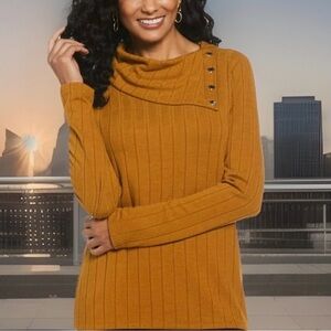 Rafaella Women's Size Large Cowl Neck Top. Golden Brown Color. New with Tags